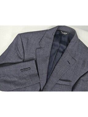 Jos A Bank Travelers Collection Blazer 38R 100% Wool Tailored Fit Navy Check